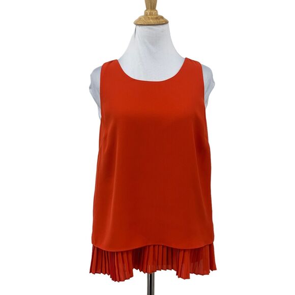 Banana Republic Accordion Tiered Blouse Womens S Small Red Keyhole Back Top - Picture 1 of 13